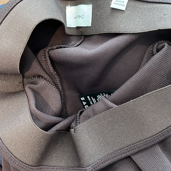 Aritzia Wilfred Mid Rise Kick Flare Candace Pants Stretchy Ribbed Mocha Brown - Picture 16 of 16